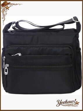Waterproof Nylon Crossbody Bag with Multiple Pockets, Lightweight Travel